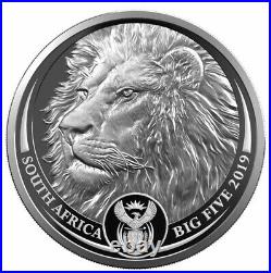 RARE South Africa 2019 Big Five Lion 5 RAND 1 OZ PROOF Sliver Coin SHIP TODAY