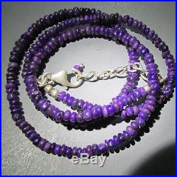 RARE purple NATURAL SUGILITE Semi-GEL STERLING SILVER bead NECKLACE gems New Buy