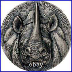 RHINO Big Five 1 Oz Silver Coin 1000 Francs Ivory Coast 2024