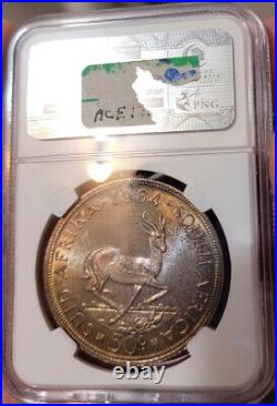 Rainbow Toned 1964 Silver 50 Cents Pl67 Ngc South Africa 50c Prooflike Crown
