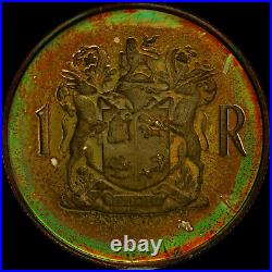 Rainbow Toned Trueview 1969 PCGS PR65 South Africa Silver Rand 1R PQ Color Proof