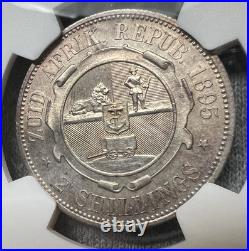Rare 1895 Paul Kruger South Africa Silver 2 Shillings 2S NGC MS63 Scarce