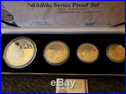 Rare 2003 South Africa set 4 coins Wildlife Series The Rhino proof silver coin