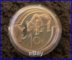 Rare 2003 South Africa set 4 coins Wildlife Series The Rhino proof silver coin