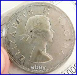 Rare Nice Grade 1954 South Africa 2 1/2 Shillings. Professionally Graded Fine