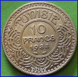 Rare Tunisie 10 Francs 1933 Argent