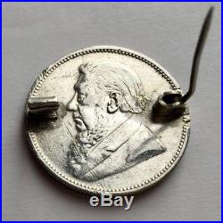 Rare Zuid-Afrikaansche Republiek 1896 Sterling Silver 2 Shilling Coin Lapel Pin