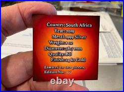 Rhino Black Ruthenium Big 5 1 Oz Silver Coin 5 Rand South Africa 2019