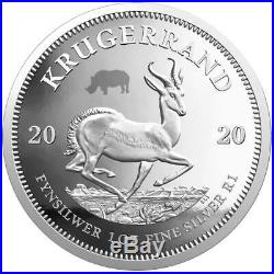 Rhino & Krugerrand Privy South Africa 2020 2 X 5 Rand 1 Oz Proof Silver Coin