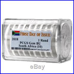 Roll of 10 2018 South Africa Silver Krugerrand 1oz PCGS BU First Day of Issue