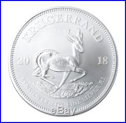 Roll of 25 2018 South Africa 1 oz Silver Krugerrand R1 Coins GEM BU SKU54610