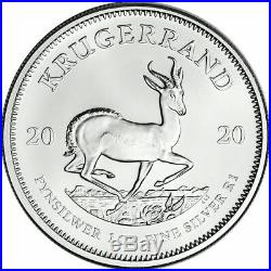 Roll of 25-2020 South Africa Silver Krugerrand 1 oz 1 Rand Total 25 oz