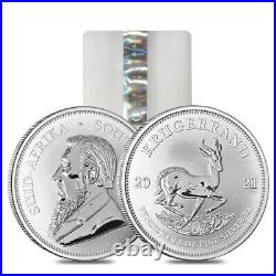 Roll of 25 2021 South Africa 1 oz Silver Krugerrand BU (Tube, Lot of 25)
