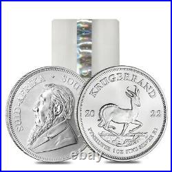 Roll of 25 2022 South Africa 1 oz Silver Krugerrand BU (Tube, Lot of 25)