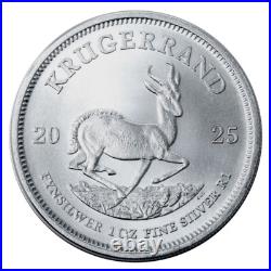 Roll of 25 2025 South Africa 1 oz 999 Fine Silver Krugerrand BU