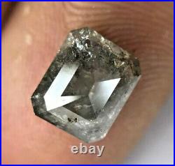 Rustic Natural Diamond 2.60TCW Silver Gray Sparkling Emerald Step Cut for Gift