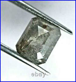 Rustic Natural Diamond 2.60TCW Silver Gray Sparkling Emerald Step Cut for Gift
