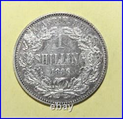 S8 South Africa 1 Shilling 1896 Extremely Fine + Silver Coin Key Date
