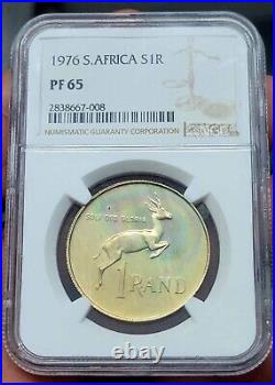 SASA 1976 South Africa 1 Rand Silver Proof ngc pf65 Beautifully Toned