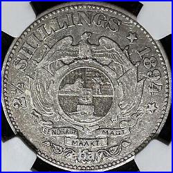 SOUTH AFRICA. 1894, 2 1/2 Shillings, Silver NGC XF40 ZAR, Rare