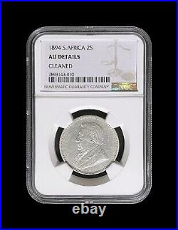 SOUTH AFRICA. 1894, 2 Shillings, Silver NGC AU ZAR, RARE, Key Date