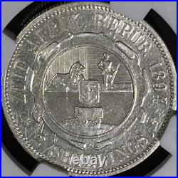 SOUTH AFRICA. 1894, 2 Shillings, Silver NGC XF ZAR, RARE, Key Date
