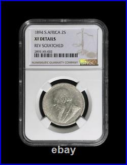 SOUTH AFRICA. 1894, 2 Shillings, Silver NGC XF ZAR, RARE, Key Date