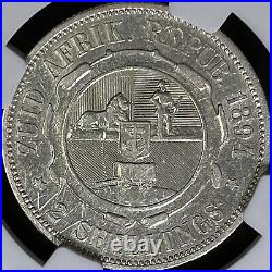 SOUTH AFRICA. 1894, 2 Shillings, Silver NGC XF ZAR, RARE, Key Date