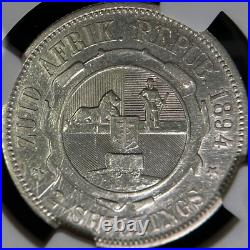 SOUTH AFRICA. 1894, 2 Shillings, Silver NGC XF ZAR, RARE, Key Date