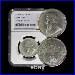 SOUTH AFRICA. 1894, 2 Shillings, Silver NGC XF ZAR, RARE, Key Date