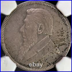 SOUTH AFRICA. 1897, 2 Shillings, Silver NGC AU53 ZAR, Kruger RARE