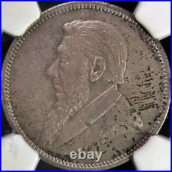 SOUTH AFRICA. 1897, 2 Shillings, Silver NGC AU53 ZAR, Kruger RARE