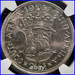 SOUTH AFRICA. 1951, 2.5 Shillings, Silver NGC PF65 KGVI, Crowned Shield Rare