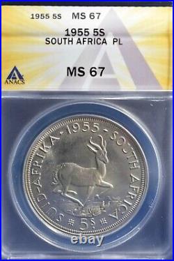 SOUTH AFRICA 1955 5 Shillings ANACS PL 67 BEAUTY