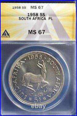 SOUTH AFRICA 1958 5 Shillings ANACS PL 67 BEAUTY