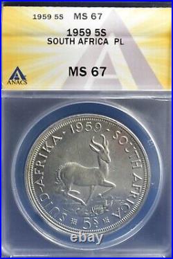 SOUTH AFRICA 1959 5 Shillings ANACS PL 67 BEAUTY