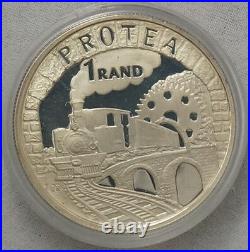 SOUTH AFRICA 1 Rand 1995 Silver Proof Steam Locomotive Train