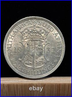 SOUTH AFRICA 2 1/2 Shillings 1932, High Grade a/UNC with Luster, Scarce, KGV. A4
