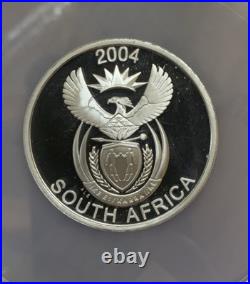 SOUTH AFRICA 50 Cents 2004 2.27 Oz Silver NGC PF67 DCAM Wildlife Leopard