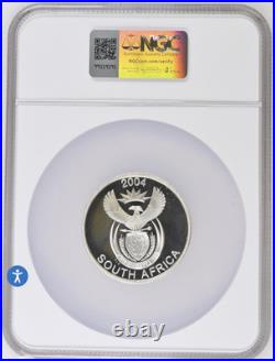 SOUTH AFRICA 50 Cents 2004 2.27 Oz Silver NGC PF67 DCAM Wildlife Leopard