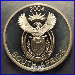 SOUTH AFRICA 50 Cents 2004 2.27 Oz Silver PCGS PR67 DCAM Wildlife Leopard