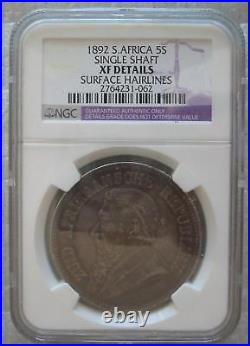 SOUTH AFRICA 5 Shillings 1892 Silver NGC XF Details