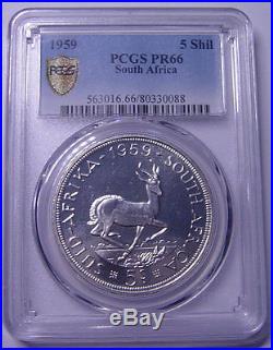 SOUTH AFRICA 5 Shillings 1959 Silver PCGS PR66 KEY DATE