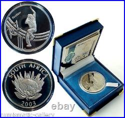 SOUTH AFRICA Silver 1 Rand 2003 Silver Proof CRICKET WORLD CUP Free Shipping