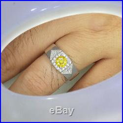 SPARKLING. 61 cts Yellow Canary Diamond Handmade Silver Ring with CERTIFIED