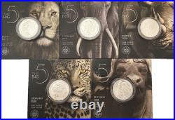 S. Africa Big Five 1 oz Silver Proof (African Mint) complete series 1,2 and 3