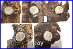 S. Africa Big Five 1 oz Silver Proof (African Mint) complete series 1,2 and 3