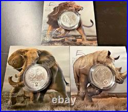 S. Africa Big Five 1 oz Silver Proof (African Mint) complete series 1,2 and 3