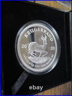 Silver 2023 South Africa 2 oz Krugerrand 50mm. 999 SILVER PROOF IN CASE 01338