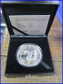 Silver 2023 South Africa 2 oz Krugerrand 50mm. 999 SILVER PROOF IN CASE 01338